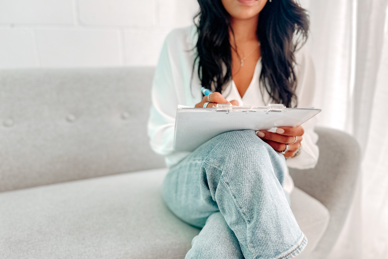 woman sitting in Toronto clinic